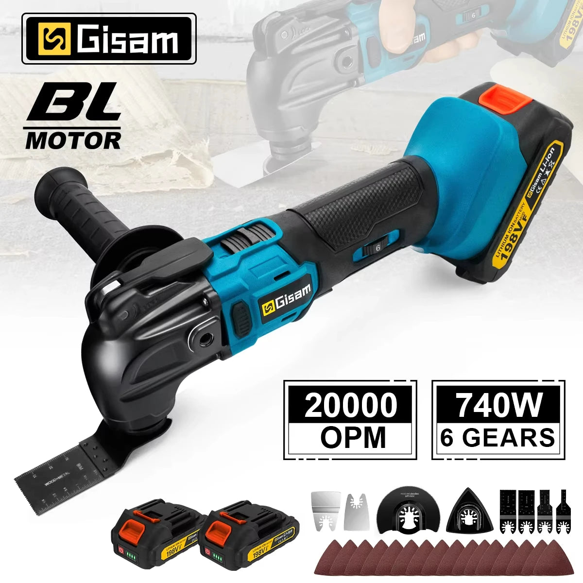 Gisam 20000OPM Cordless Quickrelease Oscillating Tool Multifunction Trimmer Power Tool Anti-Vibration for makita 18V battery Pin