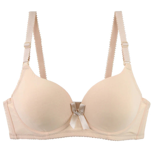 2025 New Sexy Bow Sweat Absorption Bras Solid Smooth 34/75 36/80 38/85 40/90 42/95 44/100 ABC Cup Underwear Pus Up Lingerie
