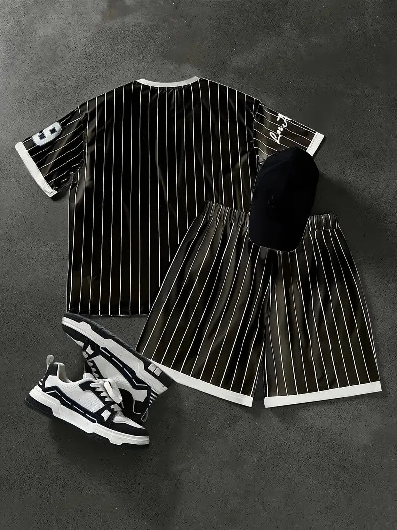 The 2025 summer new men's set features street fashion casual comfort softness breathability and 3D digital pattern printing