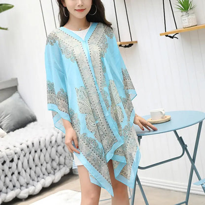 Women Shawl Cashew Print Beads Ladies Loose-fitting Sexy Cover Up for Vacation Woman Scarf Ladies Shawl