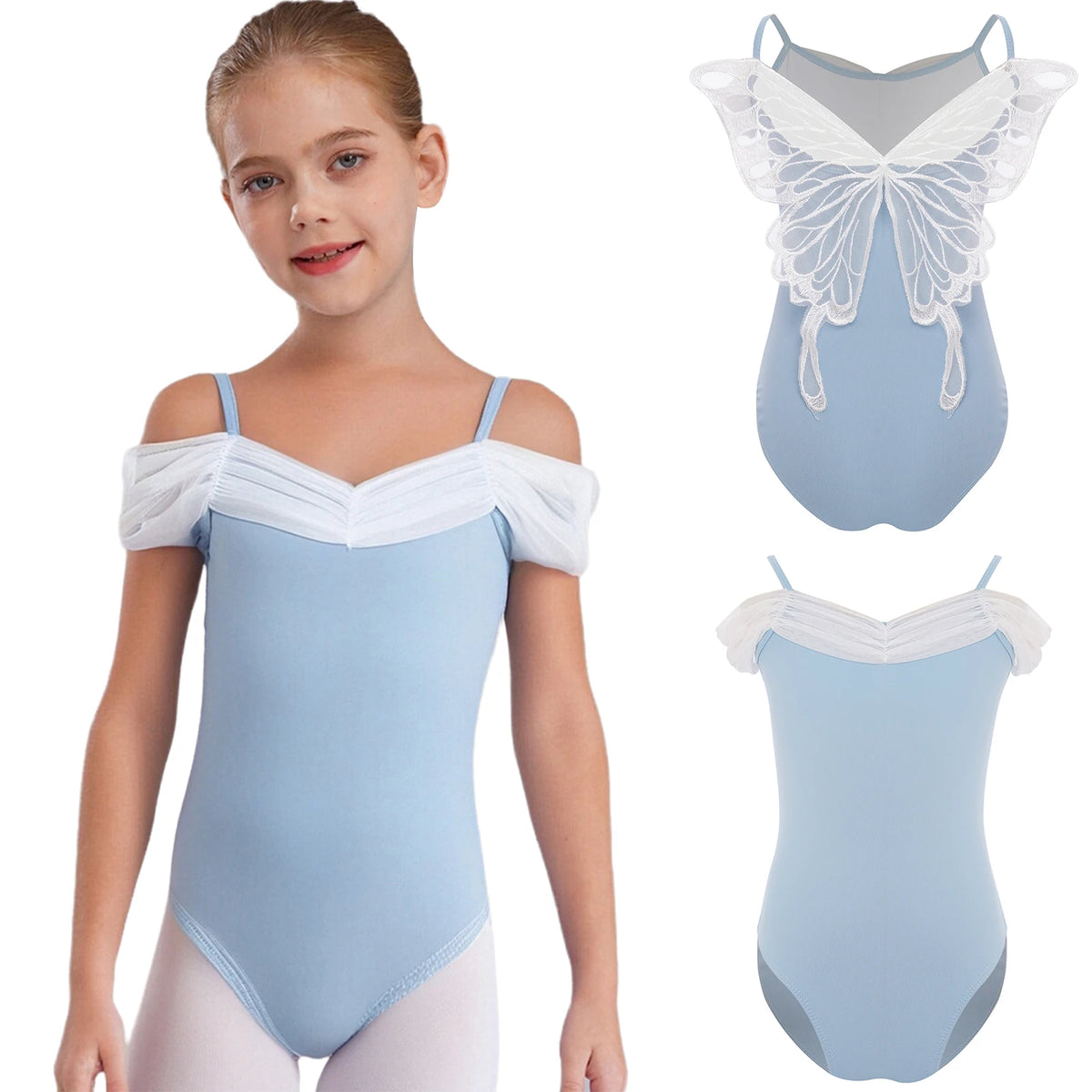 New Girls Ballet Leotards Kids Child Sleeveless Fairy Butterfly Wing Hollow Stitching Gymnastics Leotard Professional Stage Wear