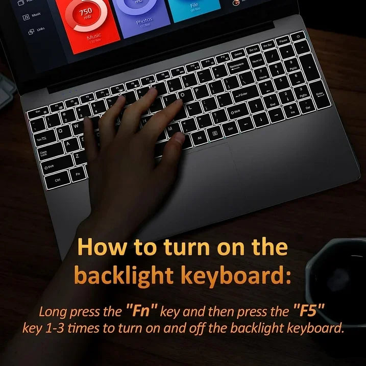 LENO NEW 15.6" Portable Laptop Intel 6500Y 32GB RAM 2TB SSD 5000mAh Office Windows11 Notebook PC Gamer with Backlit Fingerprint