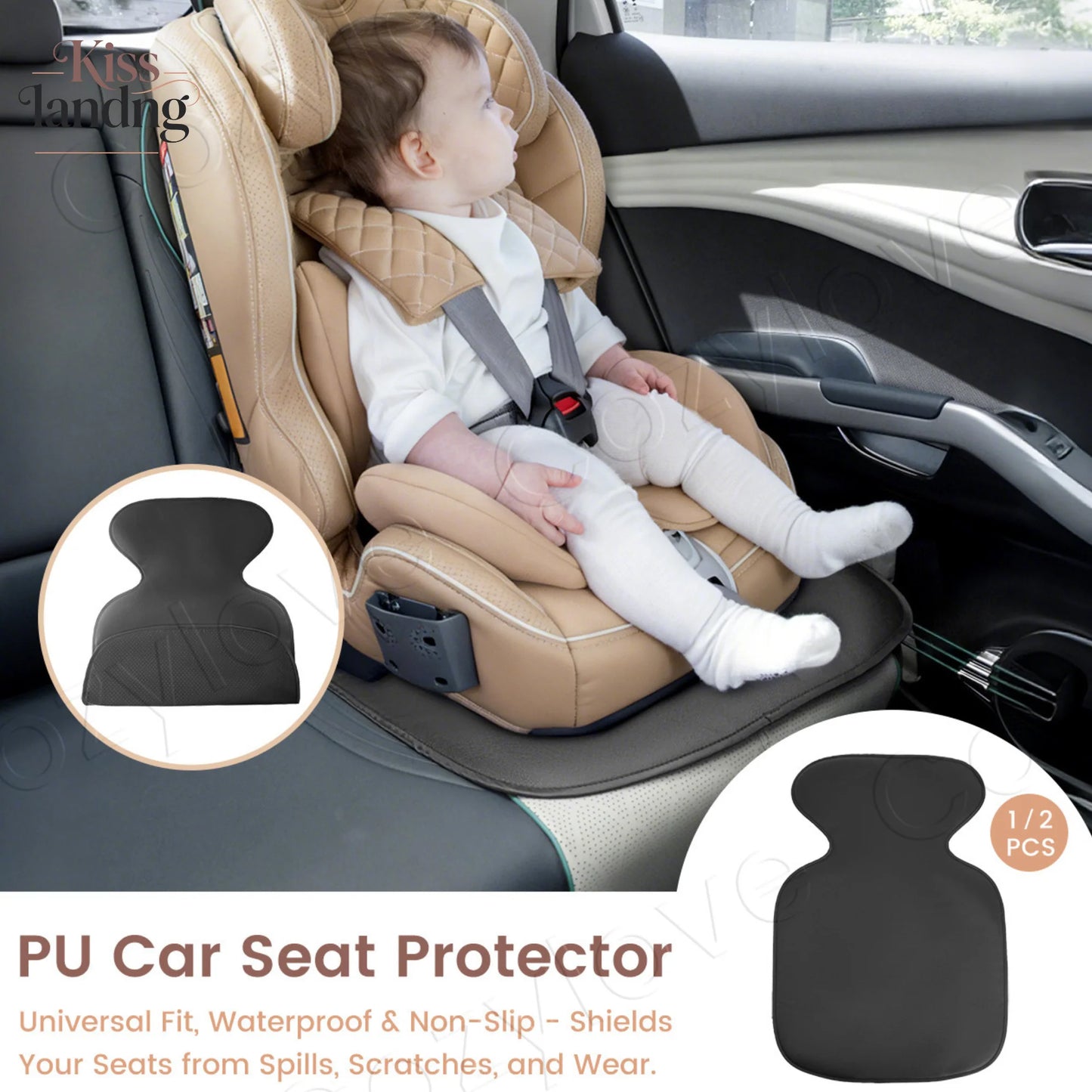 1/2 PCS PU Leather Car Seat Protector Waterproof Non-slip Child Car Seat Mat for Baby Safety Seats