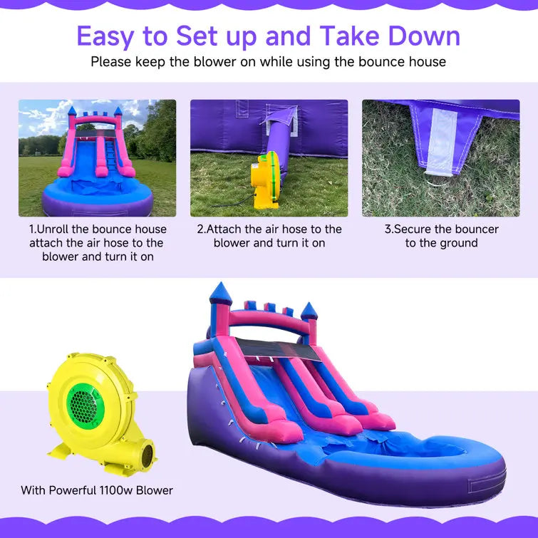 5.8m Inflatable Jungle Bounce House & Slide – Commercial Grade Pink  Combo Bouncy Castle  for Kids Ultimate Fun  Outdoor Events
