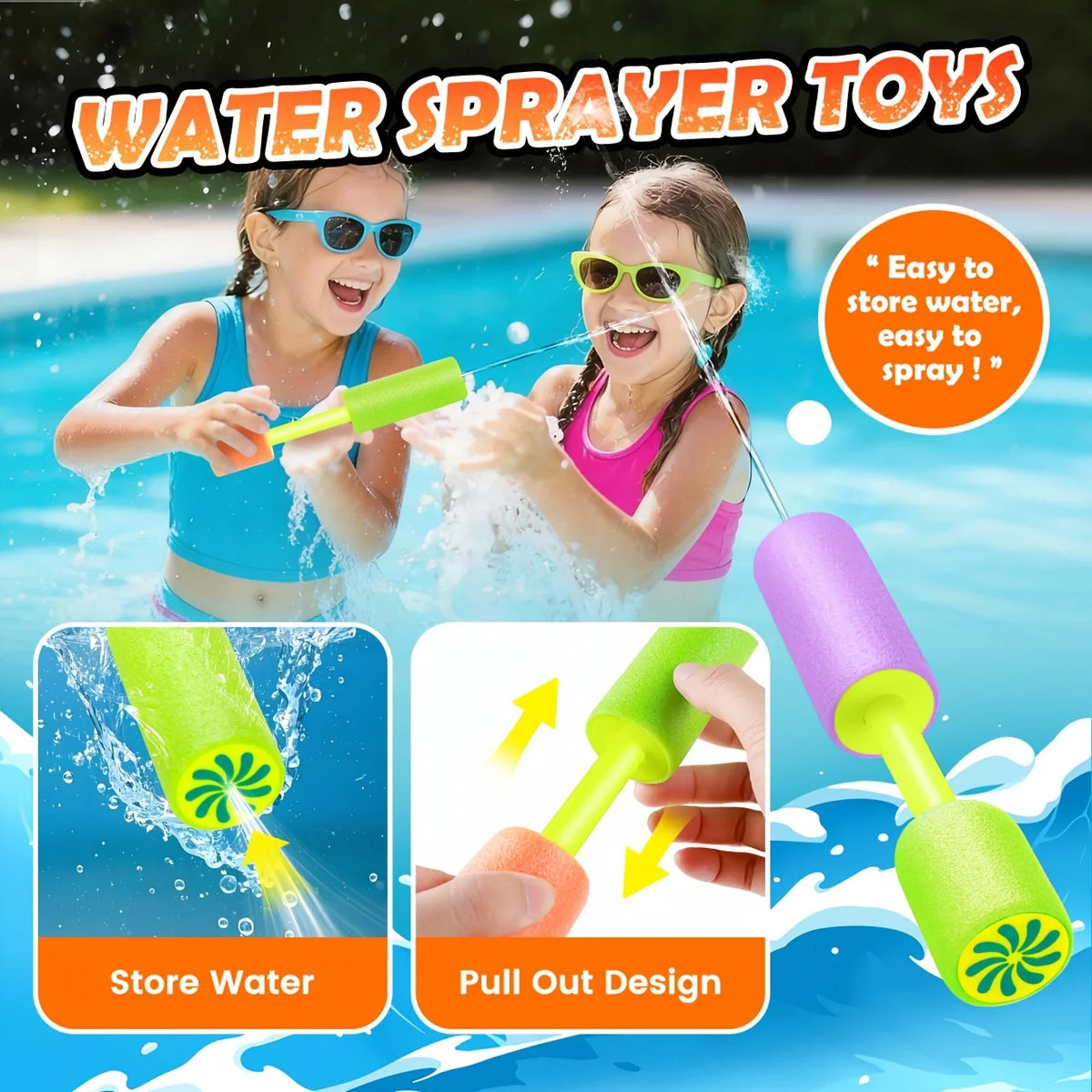 8/16Pcs Small Water Guns And Absorbent Water Balloons Toys Summer Foam WaterGun Outdoor Swimming Pool Beach Party Games Toys