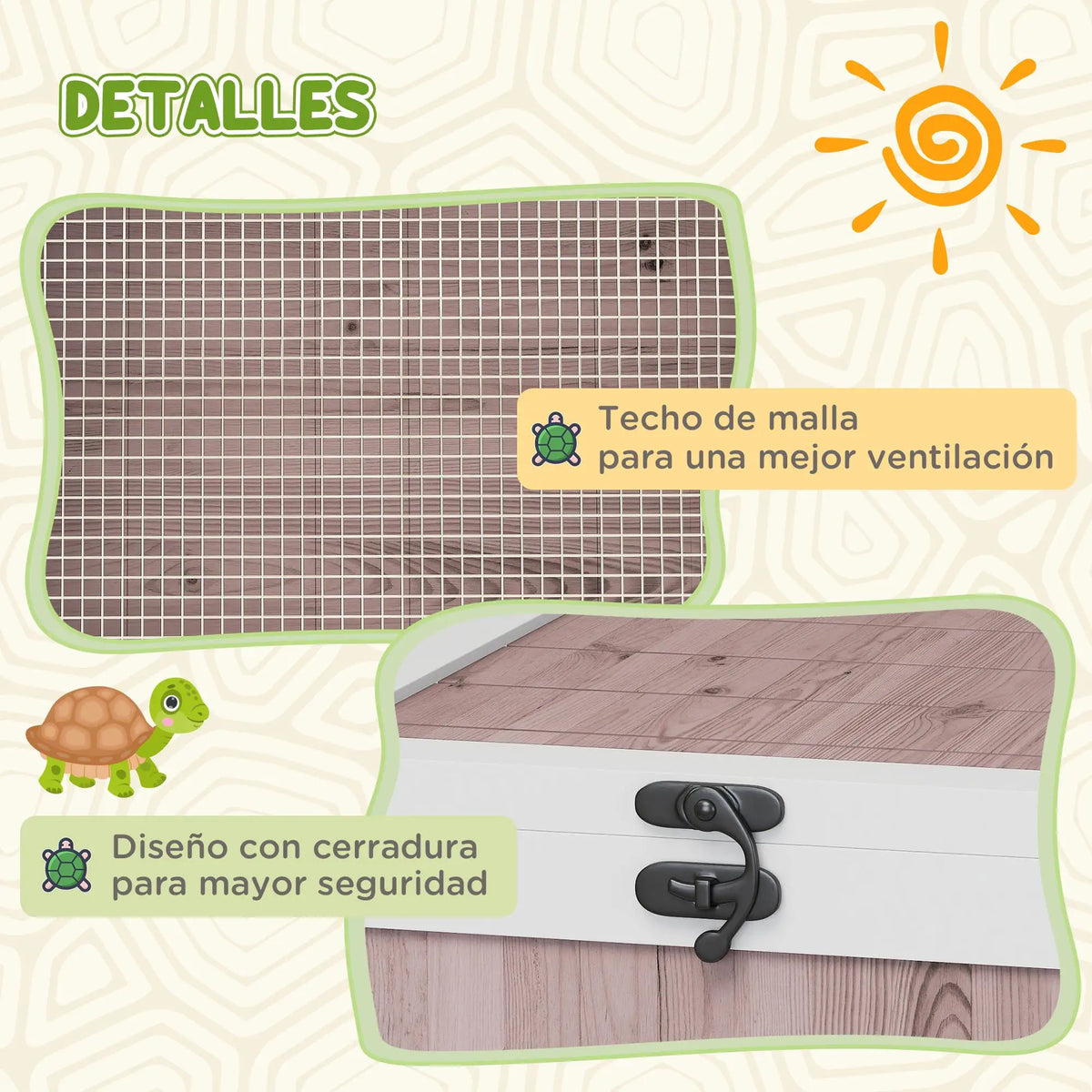 Turtle enclosure 91x60.5x32cm spruce with roof, 2 Zones & folding side walls for reptiles inside