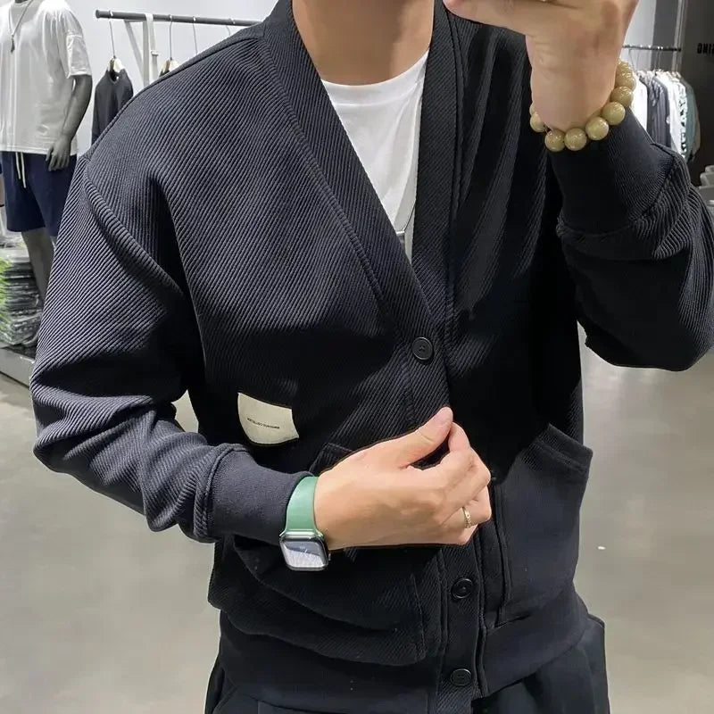 Men's Clothing Icon V Neck Cardigan Knit Sweater Male with Pockets Jumpers Tops Best Selling Products 2025 New in Knitwears A X