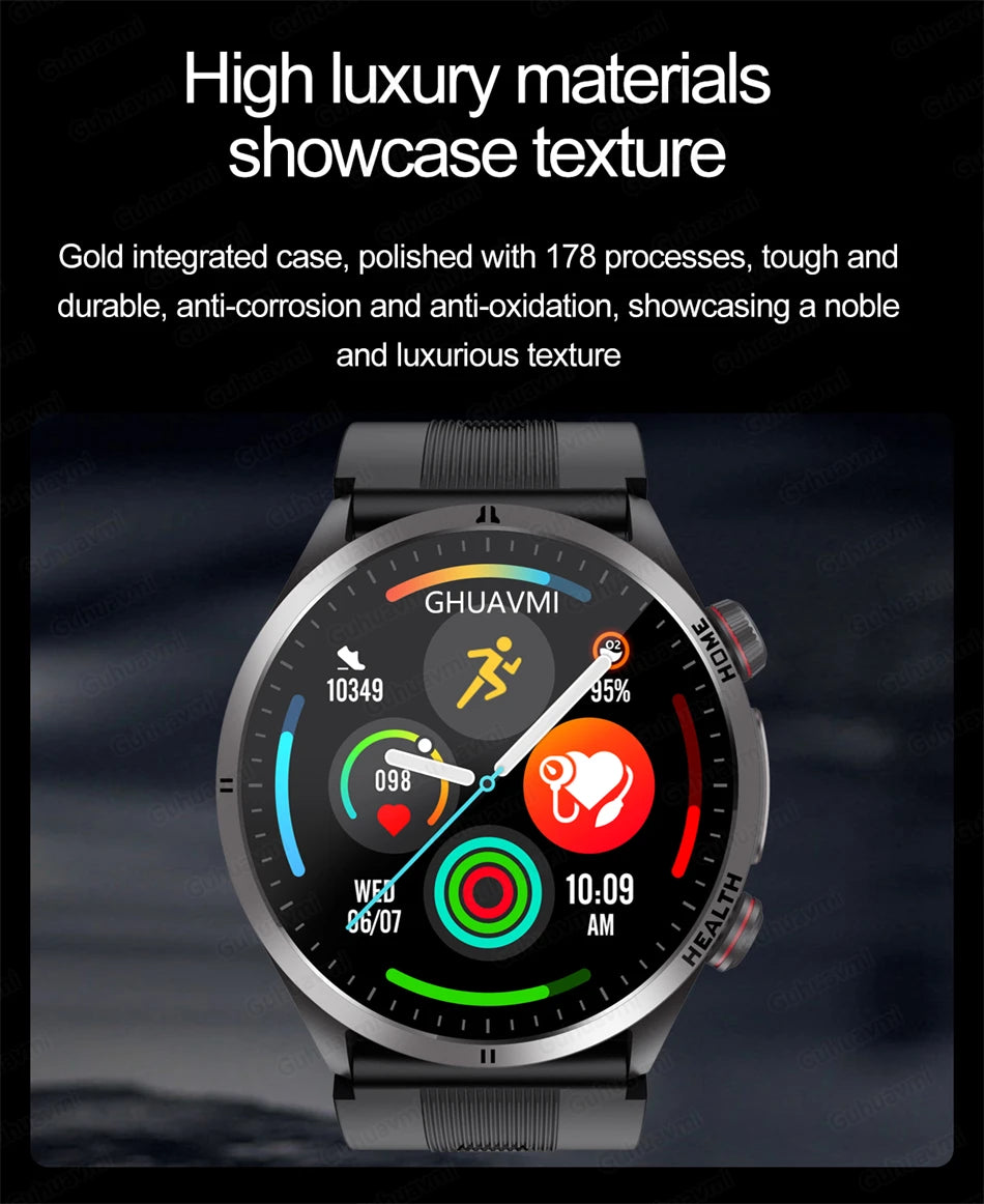 Sapphire Glass AMOLED Blood Pressure Smart Watches ECG Blood Oxygen Blood Pressure Air Pump Sport Health Tracking Smartwatch NFC
