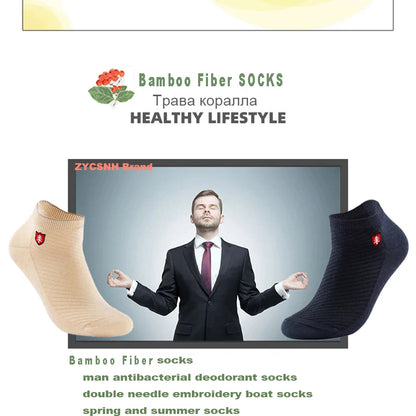 3/5Pairs High Quality Bamboo Fiber Men‘s And Women Socks Embroidery Boat Ankle Socks Men Gifts Spring Summer Socks