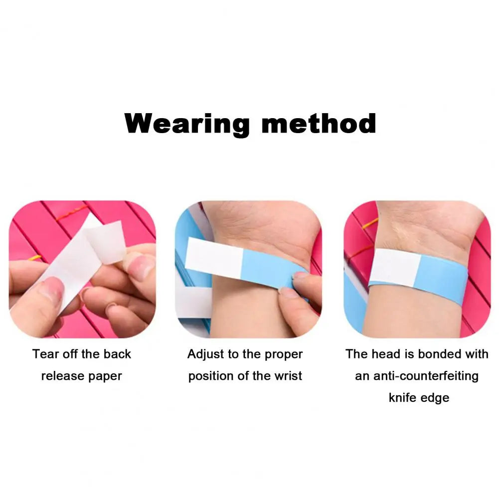 100Pcs Synthetic Paper Wristbands Disposable Waterproof Wrist Strap Event Identification Bracelets Removable Wristband Tape