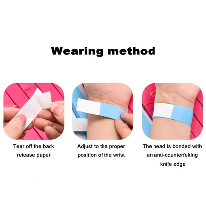 100Pcs Synthetic Paper Wristbands Disposable Waterproof Wrist Strap Event Identification Bracelets Removable Wristband Tape