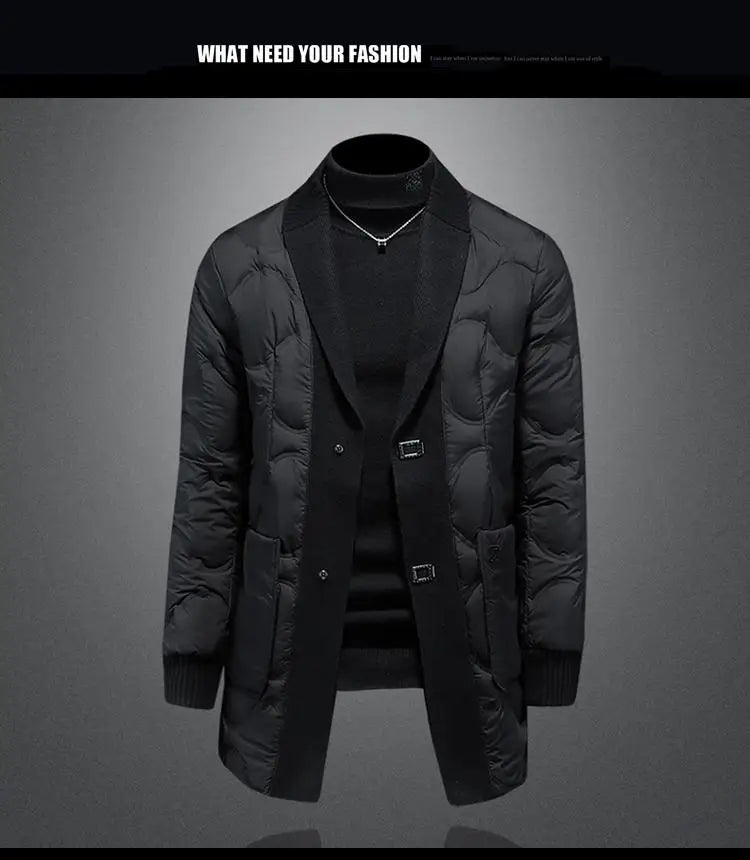 High quality 2025 Winter 90% White Duck New Fashion British Style Casual Loose Slim Mid-length Down Jacket