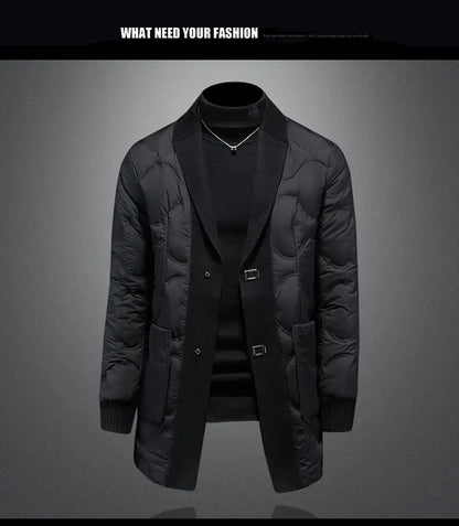 High quality 2025 Winter 90% White Duck New Fashion British Style Casual Loose Slim Mid-length Down Jacket