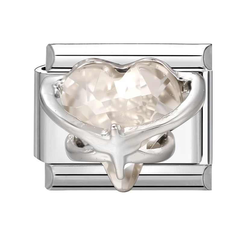 Zircon Pearl Heart Bow Candy Flower Butterfly Italian Charm Links Fit 9mm Stainless Steel Bracelet Personalized DIY Making Gifts