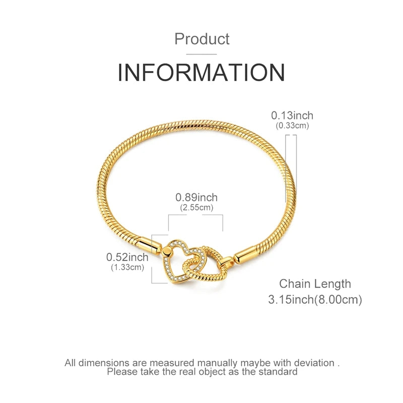 Original Bracelet 925 Sterling Silver Charm Bracelet 17-20CM Golden Heart Love Key Clover Bracelet Bangle Women Jewelry Gift