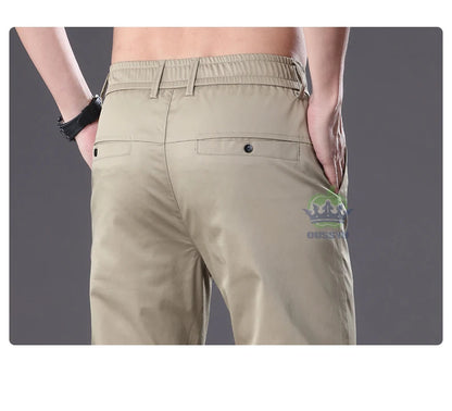 Summer High Quality Cotton Ankle Length Casual Pants Men Business Slim Elastic Waist Jogger Outdoors Korean Work Suit Trousers