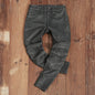 Men's Vintage Gray Black Motorcycle Style Trousers Genuine Thick Cowhide Biker's Pants Real Natural Leather Skinny Pants 4XL