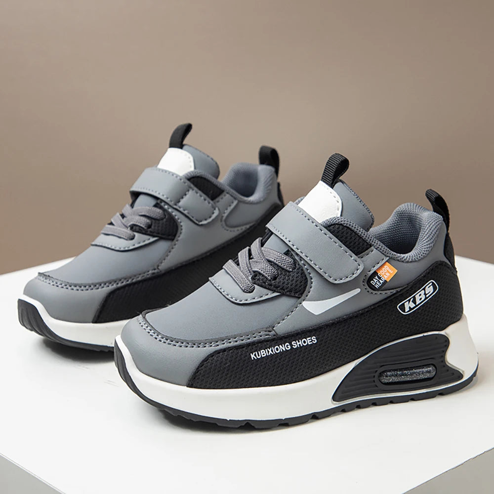 PU Leather Sport Shoes For Children 2025 Trend Fashion Kid's Sneakers Soft-soled Outdoor Boy's Girl's Running Shoes