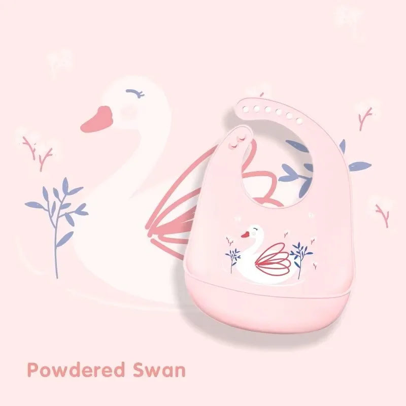 ‌Waterproof Silicone Baby Bibs – Adjustable & Cute Printed Design for Girls & Boys, Soft Leak-Proof Feeding Bibs, BPA-Free & Dis