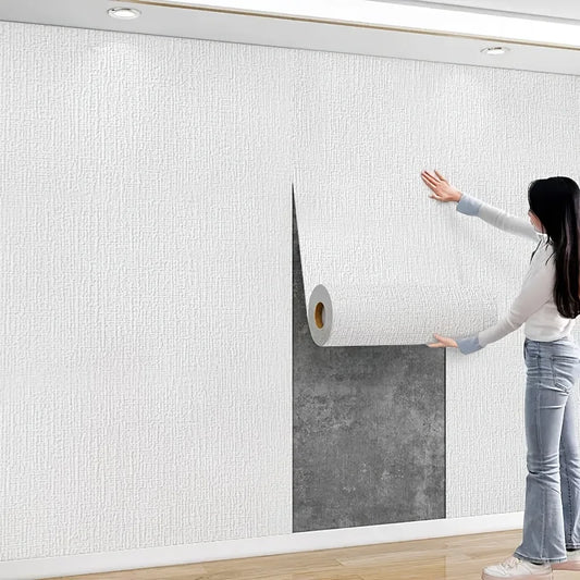 Self-Adhesive 3D Linen Foam Wall Sticker PVC Moisture-proof Wallpaper for Living Room Bedroom Bathroom Dormitory Home Decoration