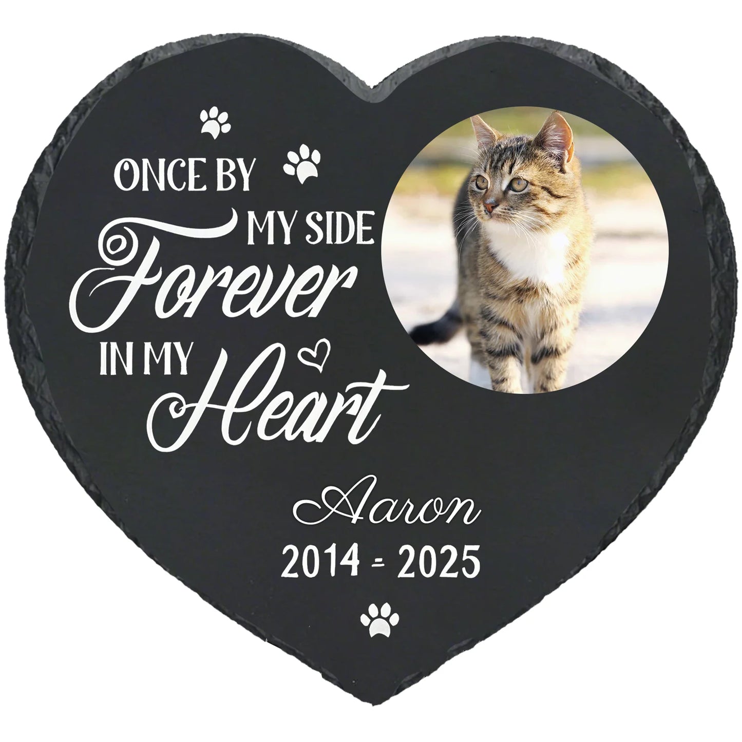 Personalized Pet Memorial Stone,Custom Cat Grave Marke Plaque With Photo&Name,Garden Slate Tombstone Pet Loss Remembrance Gift