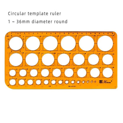 Geometric Drawing Template Set With Measuring Ruler - Yellow Transparent Plastic Tools+Bonus PE Zipper Bag - For Architecture