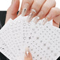 6 Sheets Metal Silver Nail Stickers Metallic 3D Star Nail Art Stickers Decals Self-Adhesive Nail Art Stickers Metal Chain Heart