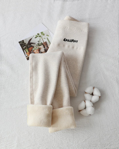 Women's Winter Leggings Ribbed Knitted Velvet Thermal Skinny Tights with Fleece Strech Cotton Beige Warm Leggings for Women 2025