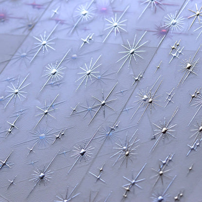 Gold Silver Starlight Laser Pink Colorful Glitter Star Bronzing Rhinestones Relief Nail Art Decorations Stickers Manicure Decals