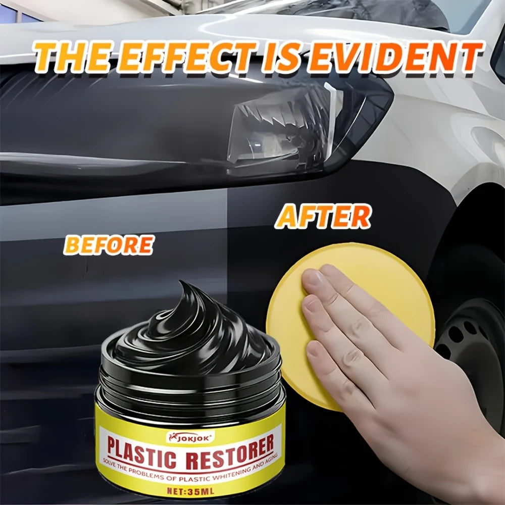 JOKJOK All-in-One Plastic Polish & Restorer Wax - UV Protection Formula, Gel for Car Interiors, Tires, Seats, Dashboard - Preven