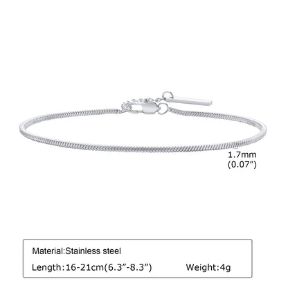 Women Chain Bracelet Silver Color, Stainless Steel Link Stackable Bracelets, Layered Waterproof Gifts