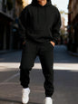 Man's Hoodie Set Winter Solid Color Two Pices Sets Long-Length Street Clothes Casual Sports Sweatpant Hoody Unisex Fashion Suit