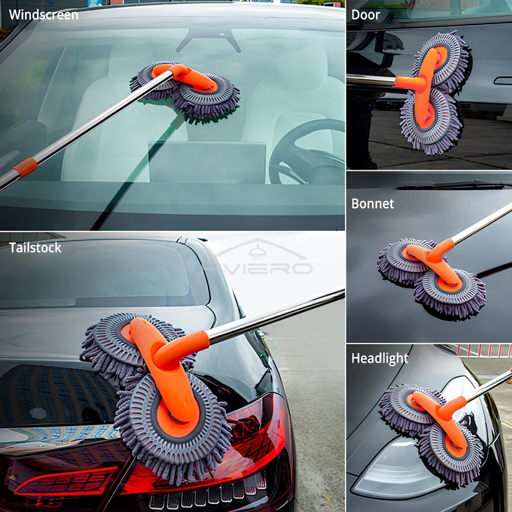 1X Car Cleaning Wash Multipurpose Kit Microfiber Brush Mop Sponge Wipe Auto Home Tools Universal Clean Accessories Yellow Gray