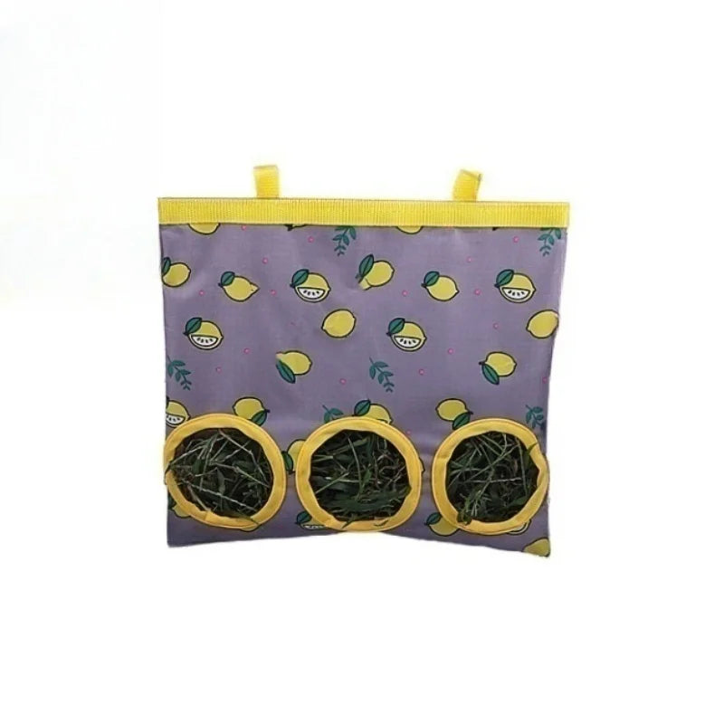 Rabbit Hay Bag 2/3 Holes Hanging Dry Grass Feeder for Guinea Pig Bunny Chinchillas Rats Small Animal Food Storage Bag