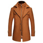 Autumn Winter Double Collar Woolen Coats Men Thick Business Casual Wool Blends Trench Coat Male Solid Turn Down Collar Outerwear