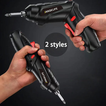 JANGKLIFE Electric Screwdriver Battery Rechargeable Cordless Screwdriver Powerful Impact Wireless Screwdriver Drill