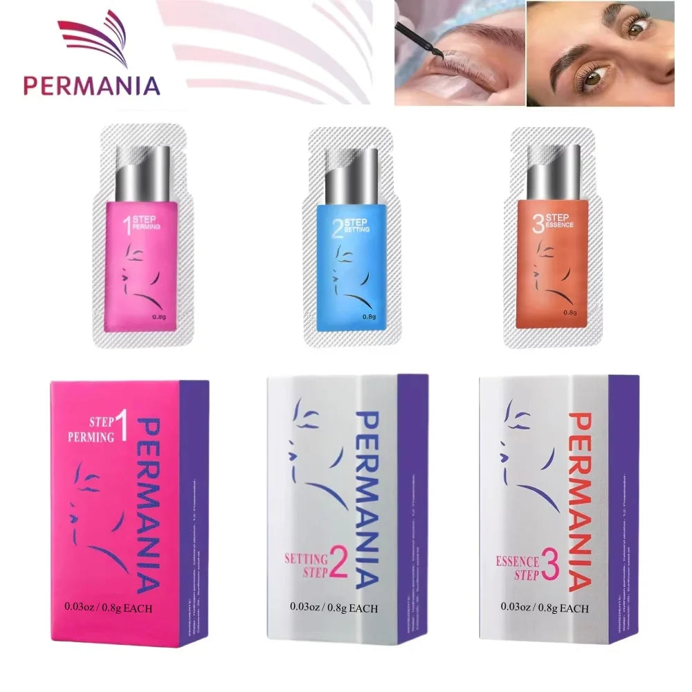 PERMANIA Korea 10 Pcs/Lot 5-8 Mins Lash Lift Eyelash Perm Kit Sachet Number #1#2#3 Setting Lotion Curling Perming Makeup Tool