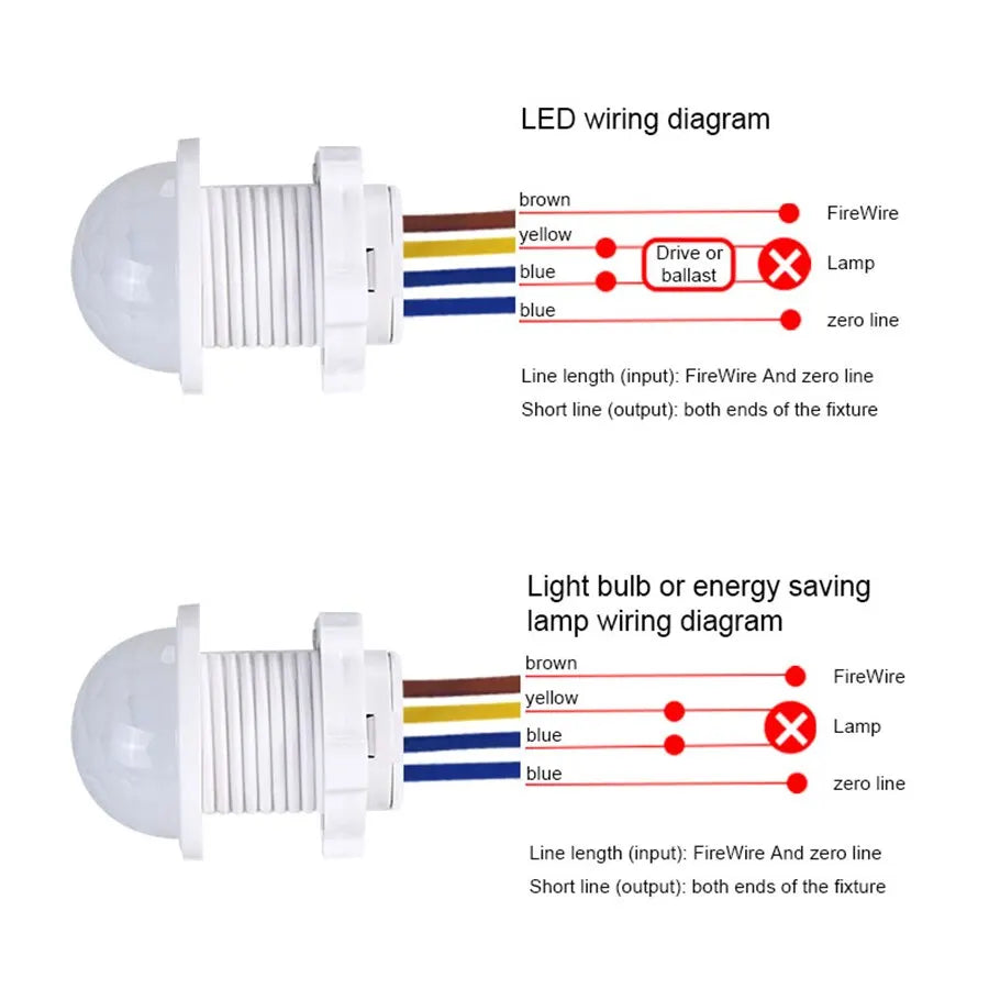 PIR Motion Sensor Detector Smart Switch Home Indoor Outdoor Infrared Light 110V 220V Time Delay Mode Adjust Lighting Switch
