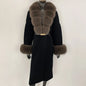 Long Knitwear Coat Women Warm Belt Real Fox Fur Jacket Female 2024 New Autumn Winter Kintted Natural Fur Coat Women