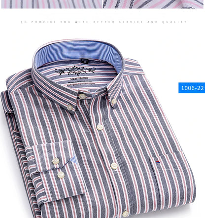 Classic Fit Cotton Full Casual Shirts for Men Solid Color Long-Sleeve Plain Shirt Single Pocket Top Soft Slim Fit Formal Clothes