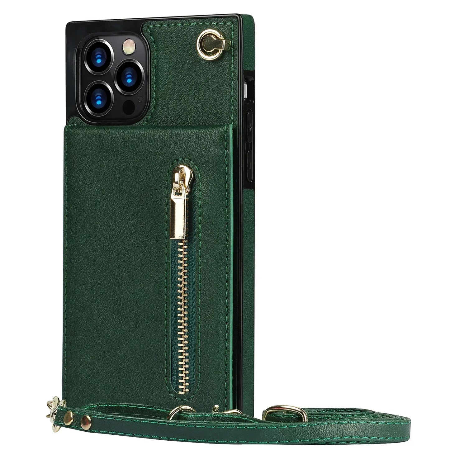 Zipper Wallet for IPhone 17 Air 16 16E 15 14 13 12 11 Pro Max Plus Case with Card Holder Lanyard Strap Crossbody Leather Cover