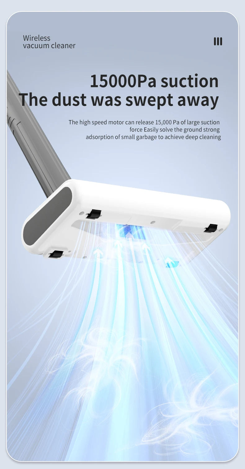 Handheld Cordless Vacuum Cleaner, 18Kpa 55Mins Smart Stick Vac with Tangle-Resistant Design Hard Floor Carpets Pet Hair