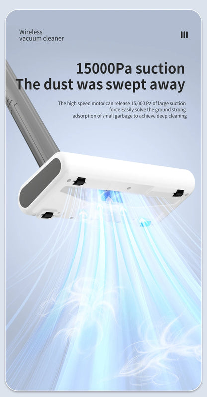 Handheld Cordless Vacuum Cleaner, 18Kpa 55Mins Smart Stick Vac with Tangle-Resistant Design Hard Floor Carpets Pet Hair