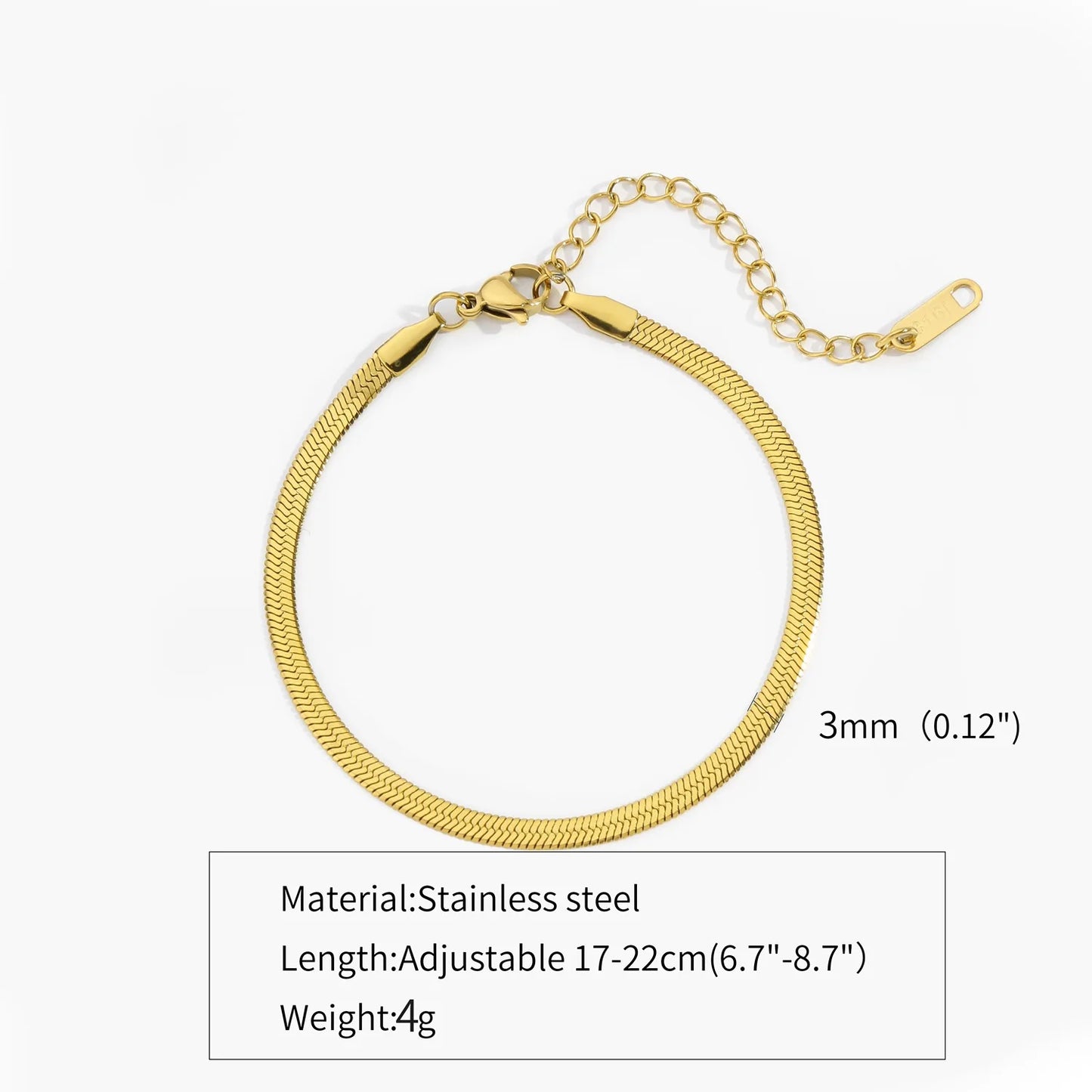 Gold Silver Color Stainless Steel Flat Chain Bracelet For Men Retro Jewelry Trendy Accessories Women Wrap Bangle