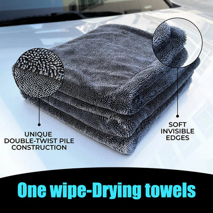 AUTOBRIGHT Microfiber 60*90cm 1300gsm One Wipe Drying Towel Car Wash Cloth Premium Cloth Thicken Soft Professional Car Cleaning