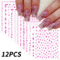 12Pcs 3D Gold Sliver Stars Nail Stickers Bronzing Starlight Nail Art Decals Self Adhesive Slider Decals DIY Nail Tips Decoration