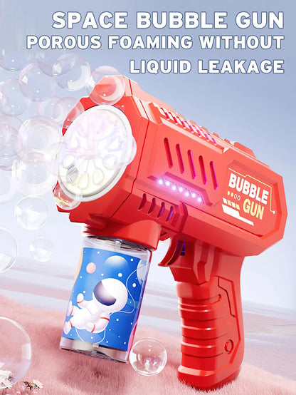 Fully Automatic Bubble Gun Rocket Bubbles Machine Automatic Blower with Bubble Liquid Toys for Kids Beach Outdoor Bubble Gifts