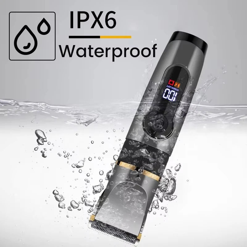 Professional Hair Clipper Rechargeable Electric Trimmer For Men Beard Kids Barber Cutting Machine Haircut LED Screen Waterproof