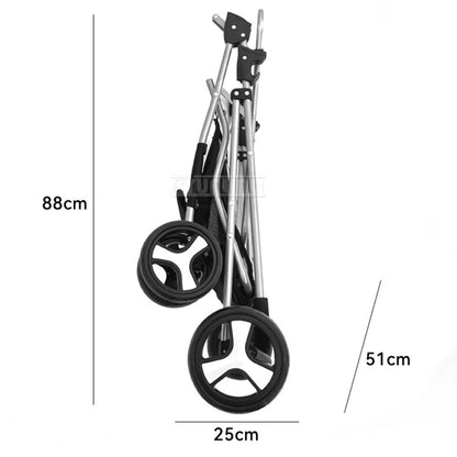 Foldable Pet Stroller, Detachable Dog Cart with Shopping Basket, Lightweight for Camping Picnic