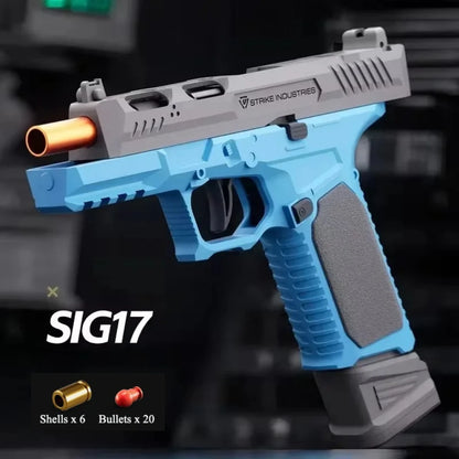 Mechanical G17 Soft Bullet Toy Gun Shell Throwing Continuous Firing Launcher Model Outdoor Sports Shooting Games for Children